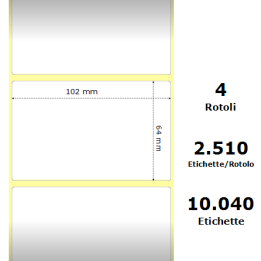 White 102x63.5mm,2510Et/Rotolo Z-1000D, 4x2.5x3Core ,4 Rolls