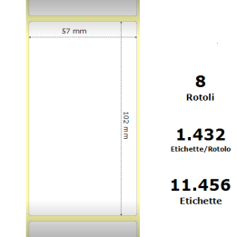 White 57x102mm, 1432 Et/Rotolo Z-2000D,2.2x4x3 Core,circonferenza 174mm