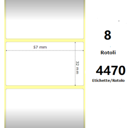 White 57x32mm,4470 Et/Rotolo Z-1000D,2.2x1.3x3 Core,circonferenza 175mm