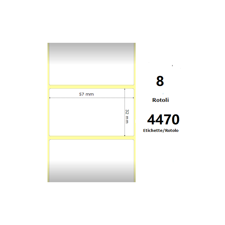 White 57x32mm,4470 Et/Rotolo Z-1000D,2.2x1.3x3 Core,circonferenza 175mm