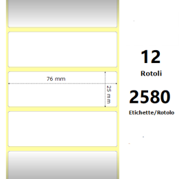 White 76x25mm, 2580 Et/Rotolo Z-2000D, 3x1x1 Core,circonferenza 108mm