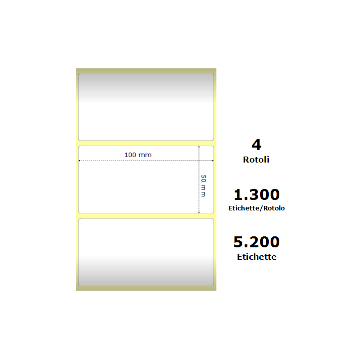 White 100x50mm,1300 Et/Rotolo Z-2000D,3.9x2x1 Core,circonferenza 108mm