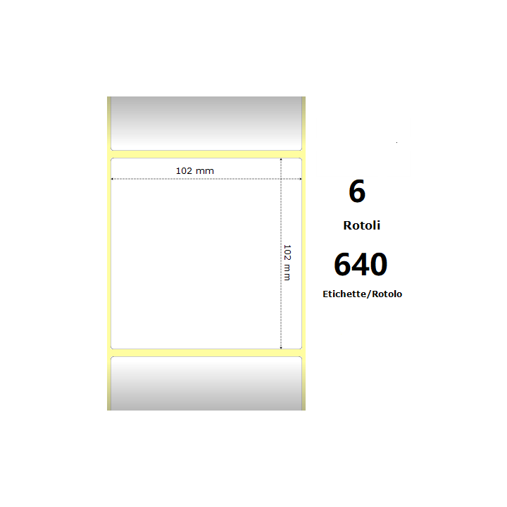 White 102x102mm, 640 Et/Rotolo Z-2000D 4x4x 1 Core,circonferenza 106mm