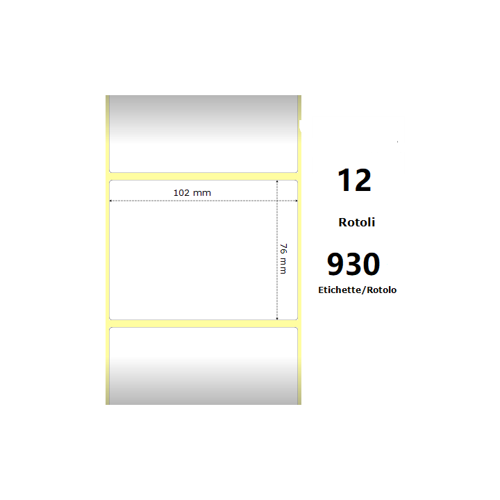 White 102x76mm, 930 Et/Rotolo Z-2000D 4x3x1 Core,circonferenza 111mm