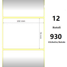 White 102x76mm,930 Et/Rotolo Z-4000D, 4x3x1 Core, 12 Rolls