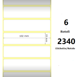 White 102x25mm,2340 Et/Rotolo Z-4000D, 4x1x1 Core, 6 Rolls