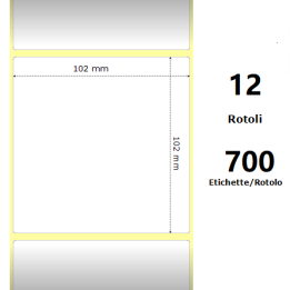 White 102x102mm, 700 Et/Rotolo Z-1000D,4x4x1 Core ,12 Rolls
