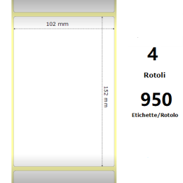 White 102x152mm,950 Et/Rotolo Z-2000D, 4x6x3 Core,circonferenza 173mm
