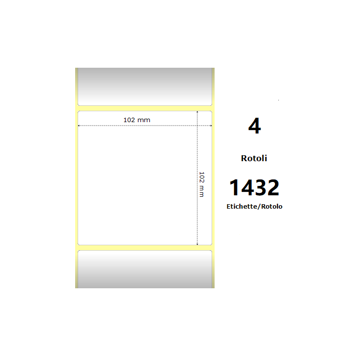 White 102x102mm,1432 Et/Rotolo Z-1000D, 4x4x3 Core ,4 Rolls