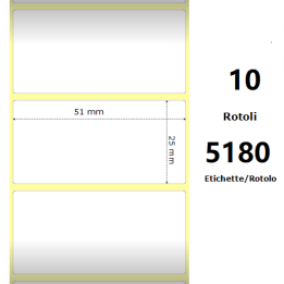 White 51x25mm, 5180 Et/Rotolo Z-2000D, 2x1x3 Core,circonferenza 170mm