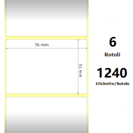White 76x51mm,1240 Et/Rotolo Z-4000D, 3x2x1 Core 6 Rolls