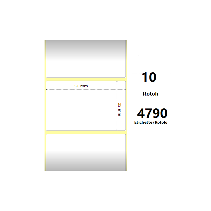 White 51x32mm,4790 Et/Rotolo Z-1000D, 2x1.3x3 Core,circonferenza 182mm