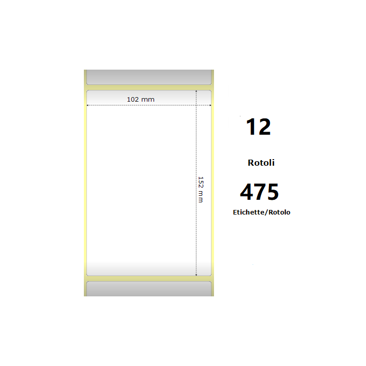 White 102x152mm, 475 Et/Rotolo Z-1000D,4x6x1 Core ,circonferenza 111mm