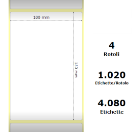 White 100x150mm,1020 Et/Rotolo Z-1000D,3.9x5.9x3 Core,circonferenza 177mm