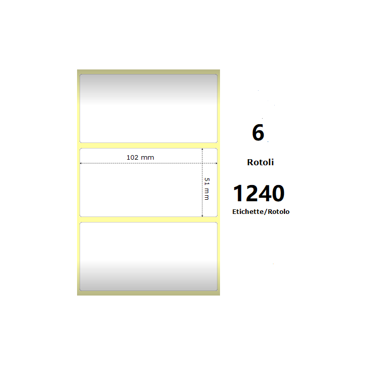 White 102x51mm, 1240 Et/Rotolo Z-2000D 4x2x 1 Core,circonferenza 106mm